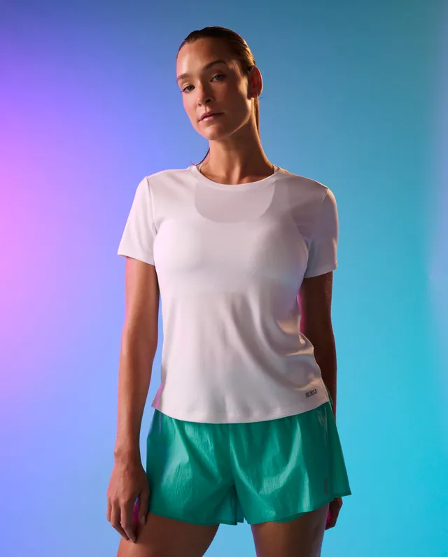 2xu-aero-laufshirt-damen-white-metro-mint-slim image 1