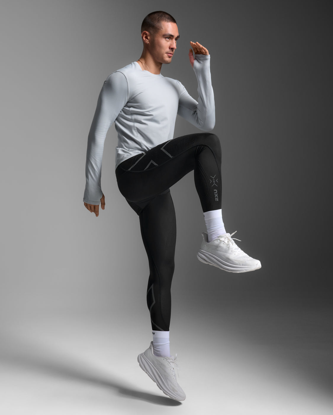 2xu-ignition-grid-base-layer-laufshirt-harbor-mist-thermo image 3