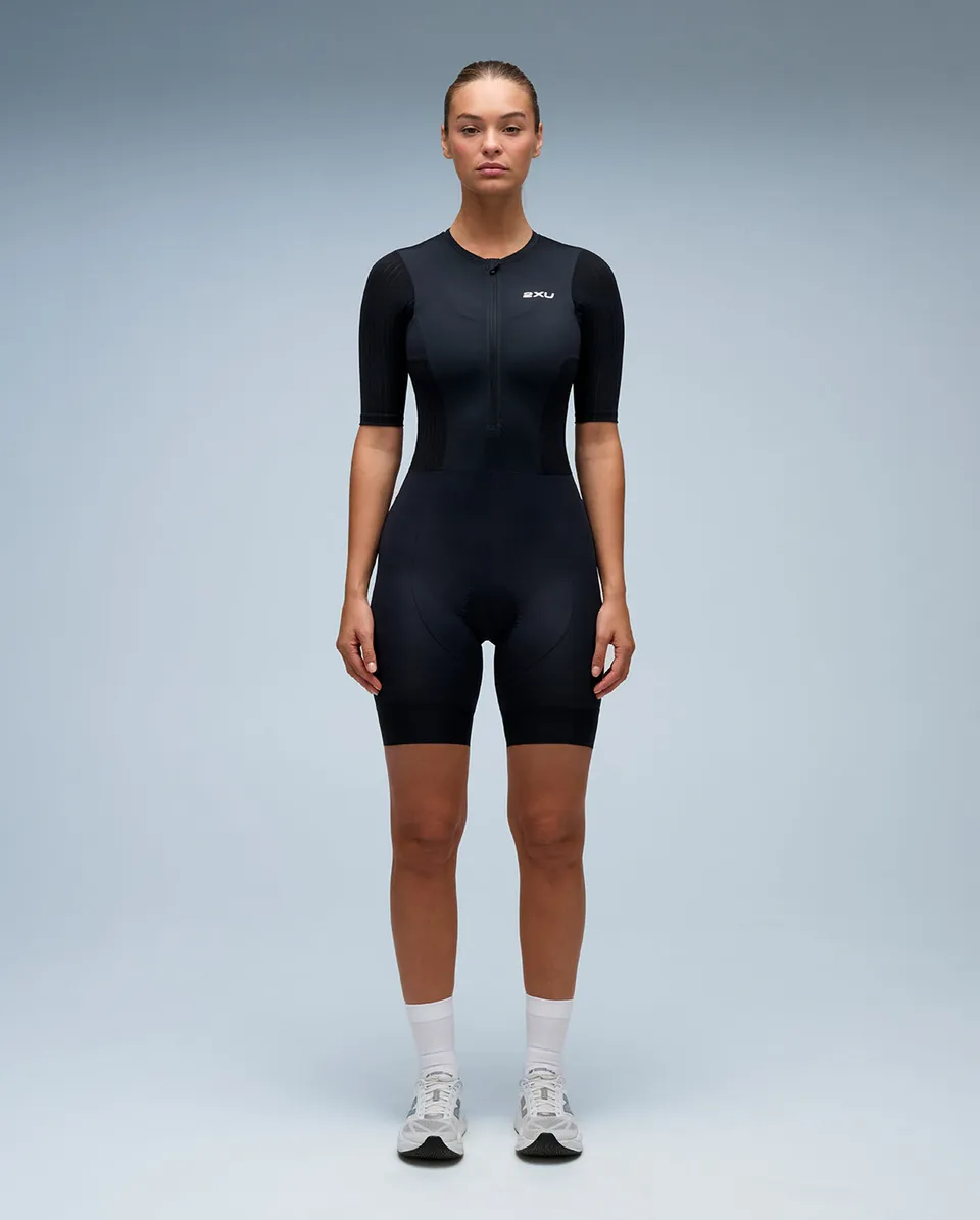 2xu-aero-sleeved-trisuit-triathlonanzug-schwarz-damen image 1