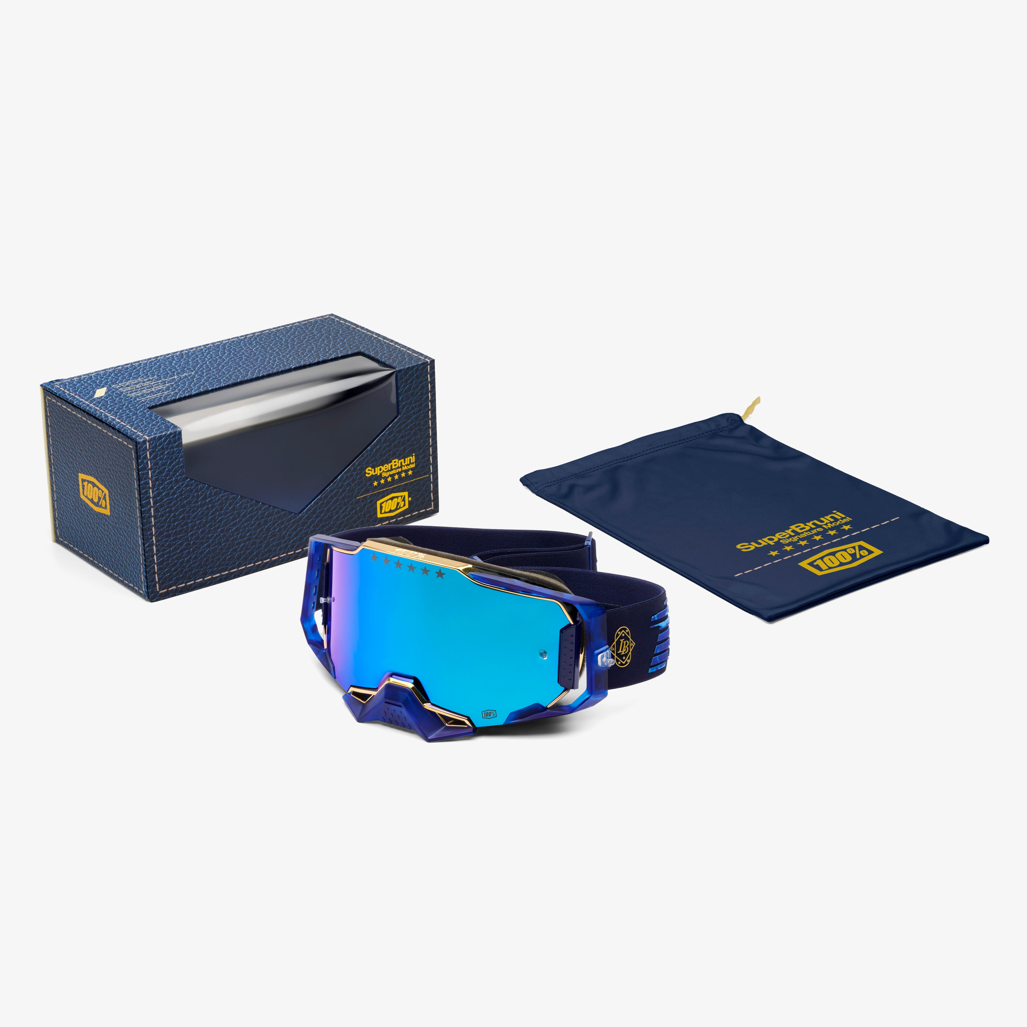 100-armega-bruni-le-motocross-brille-navy-blau-gold image 2