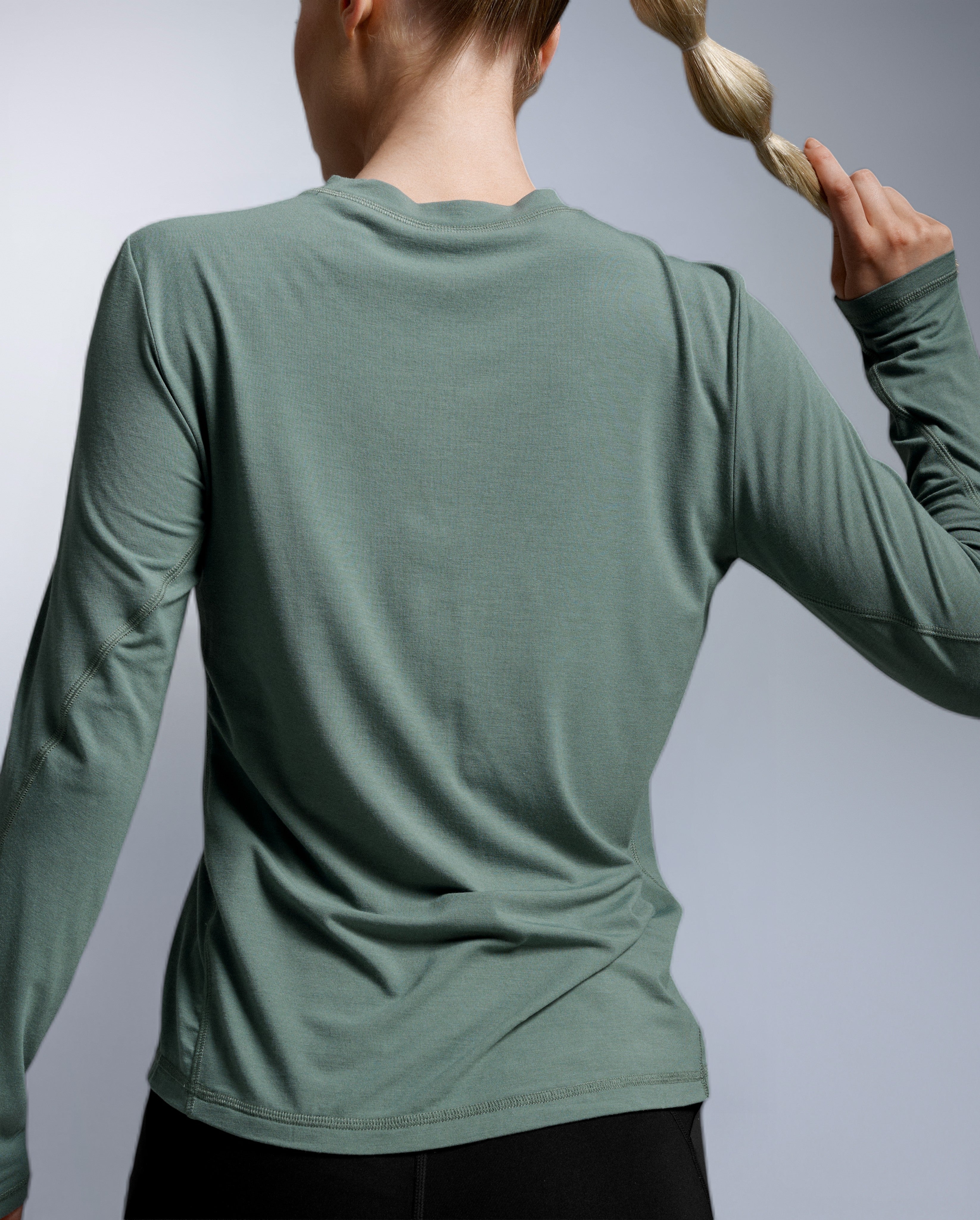 2xu-ignition-wool-long-sleeve-wollshirt-olive-damen image 5