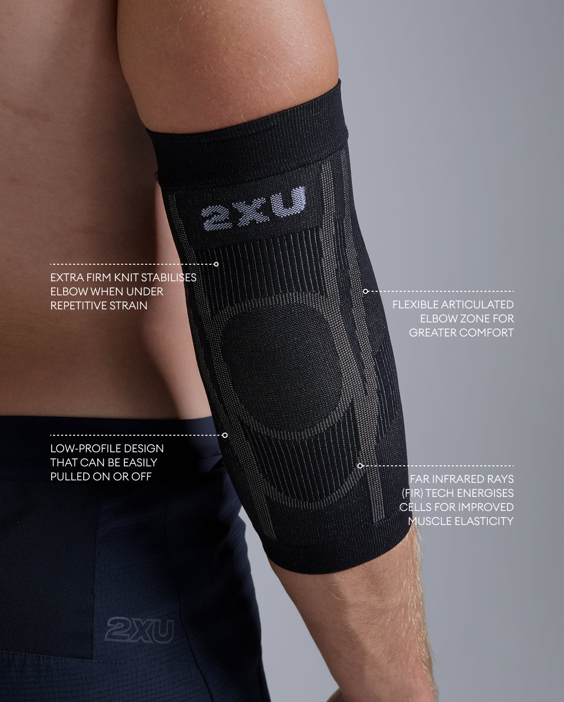 2xu-recovery-ellenbogenbandage-mit-fir-grau-schwarz image 2