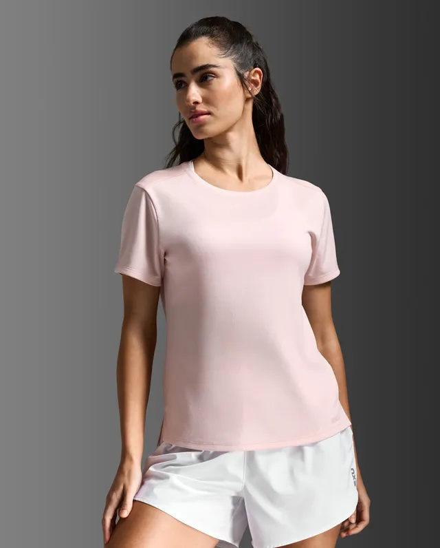 2xu-aero-tee-laufshirt-damen-pink-frost-kurzarm image 1