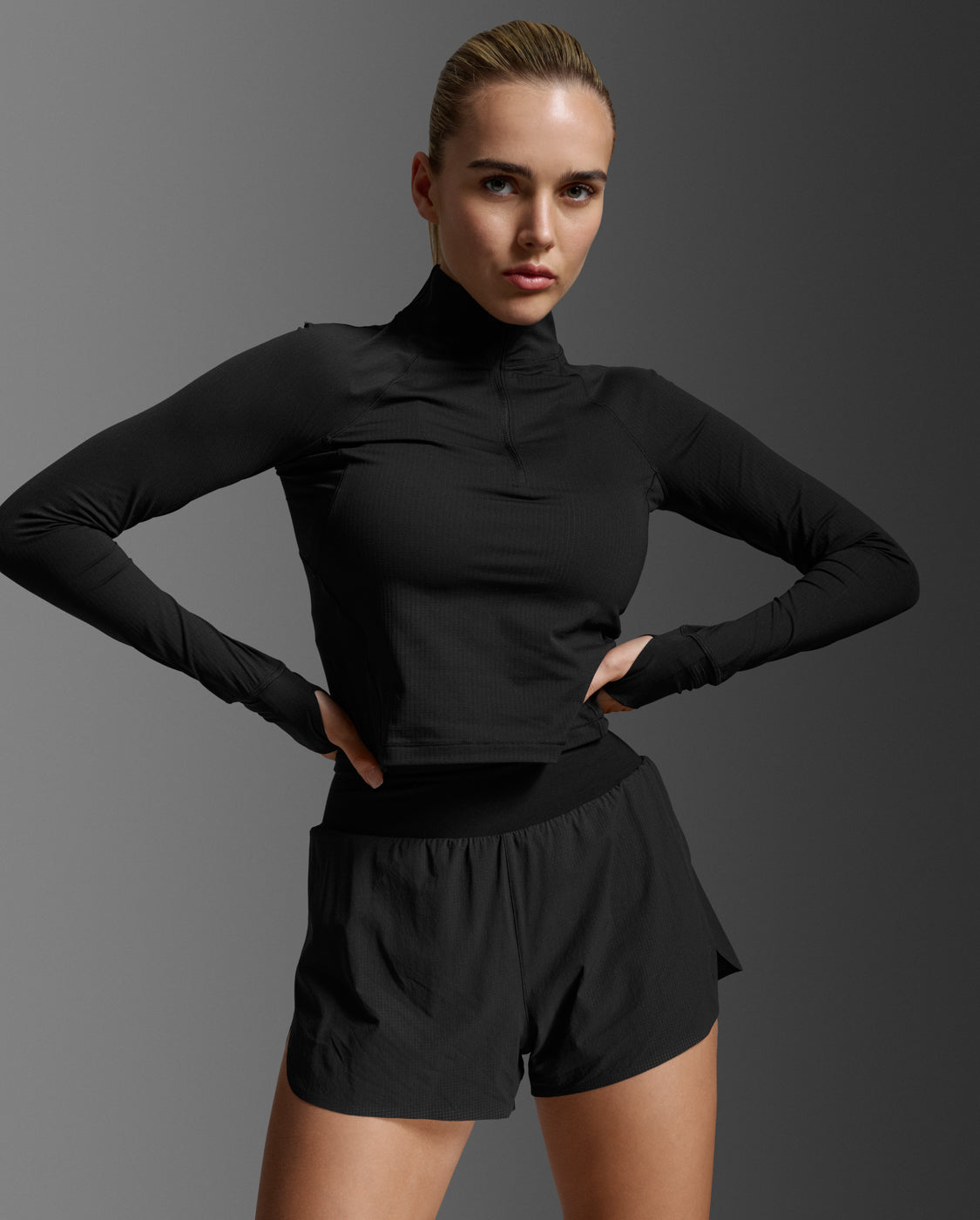 2xu-aero-waffle-1-2-zip-langarmtop-black-silver image 1