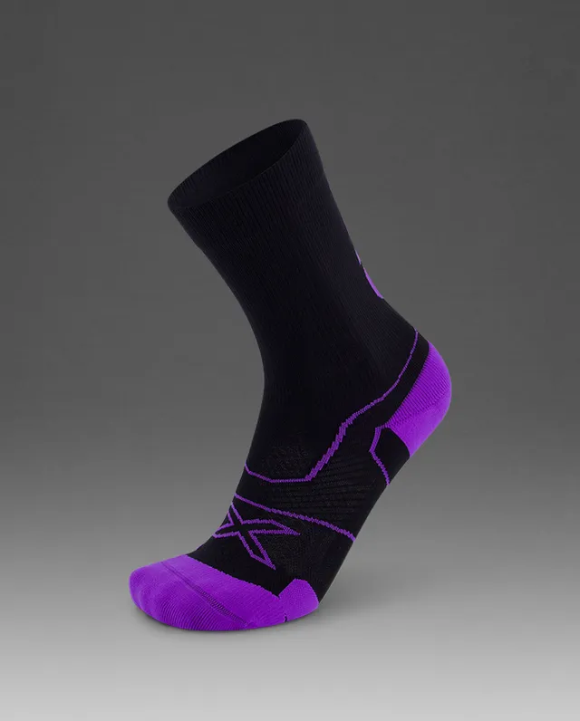 2xu-vectr-cushion-crew-kompressionssocken-schwarz-violett image 1