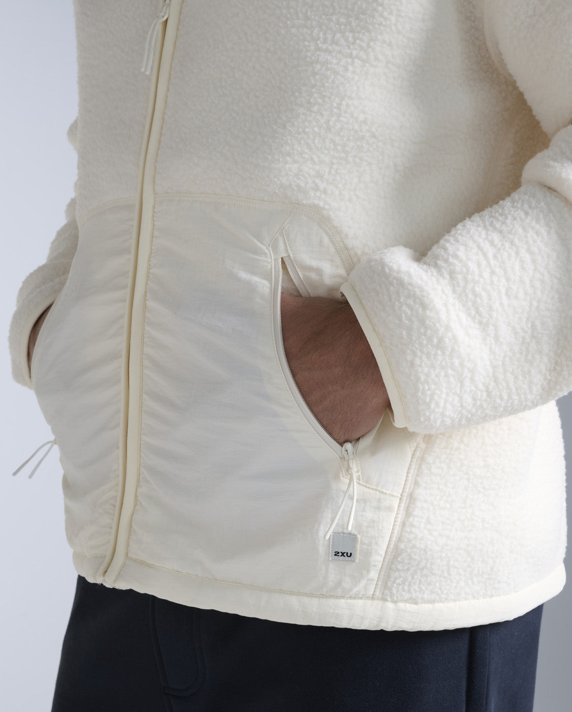 2xu-ignition-sherpa-zip-fleecejacke-chalk-herren-oversized image 6