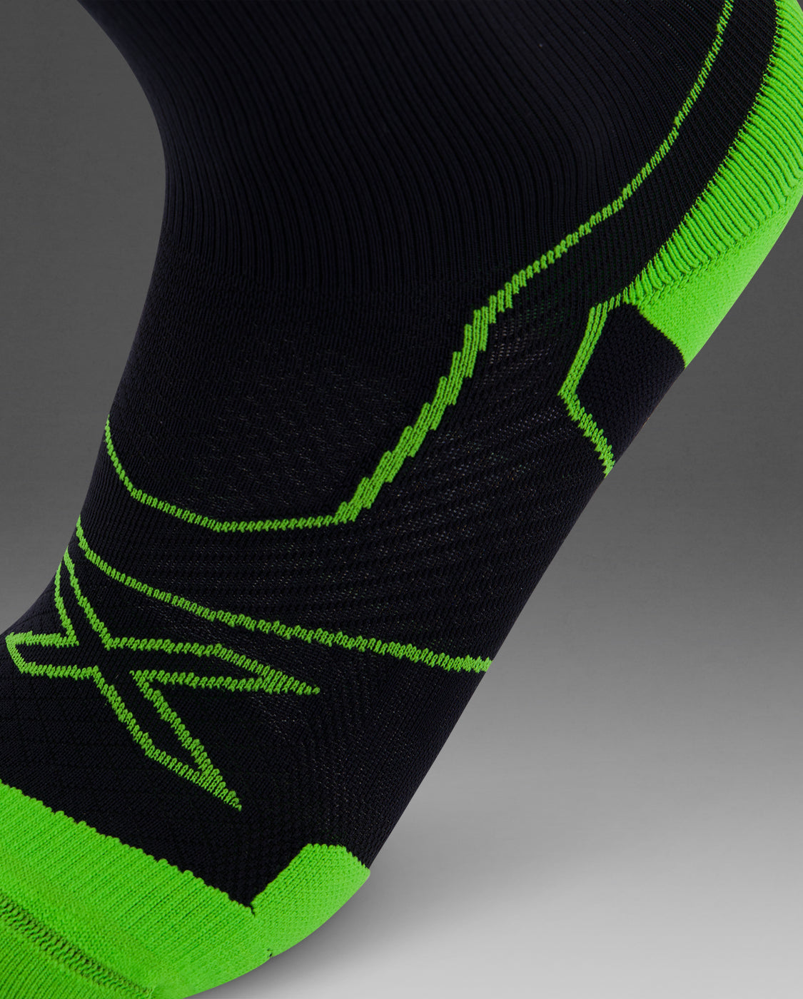 2xu-vectr-cushion-crew-socken-black-neon-green-kompression image 2