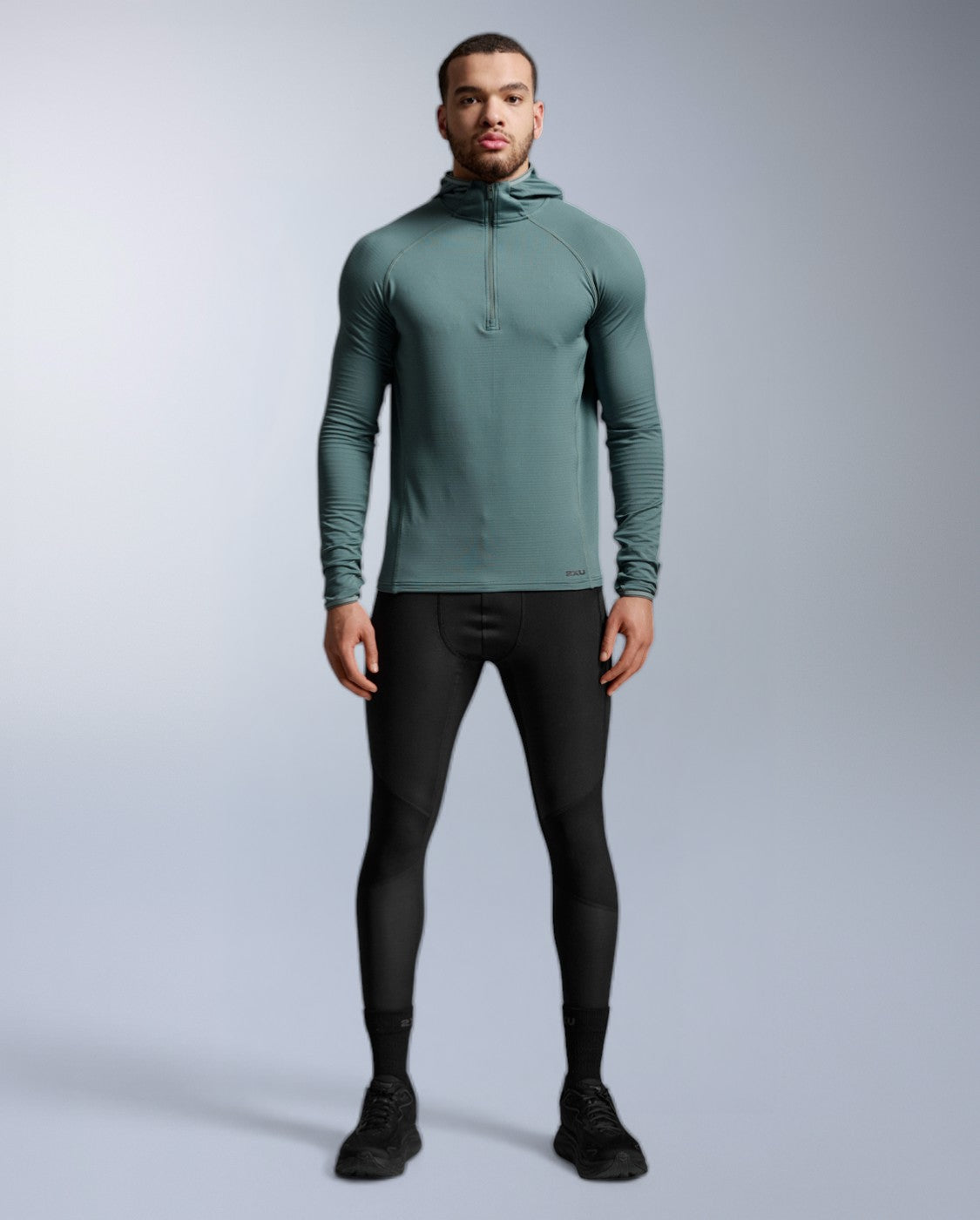 2xu-ignition-grid-1-2-zip-hoodie-olive-leaf-winter image 7
