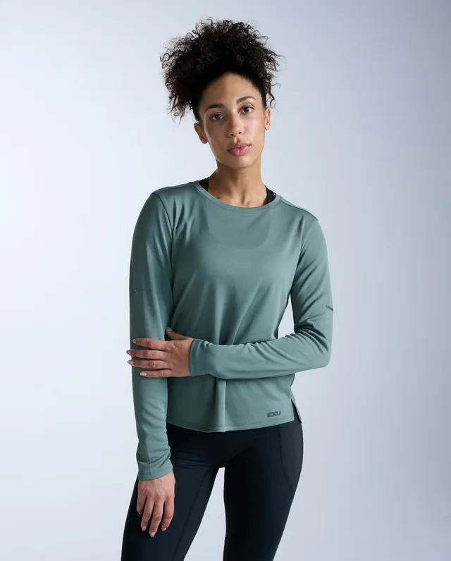 2xu-aero-long-sleeve-laufshirt-damen-olive-leaf image 1