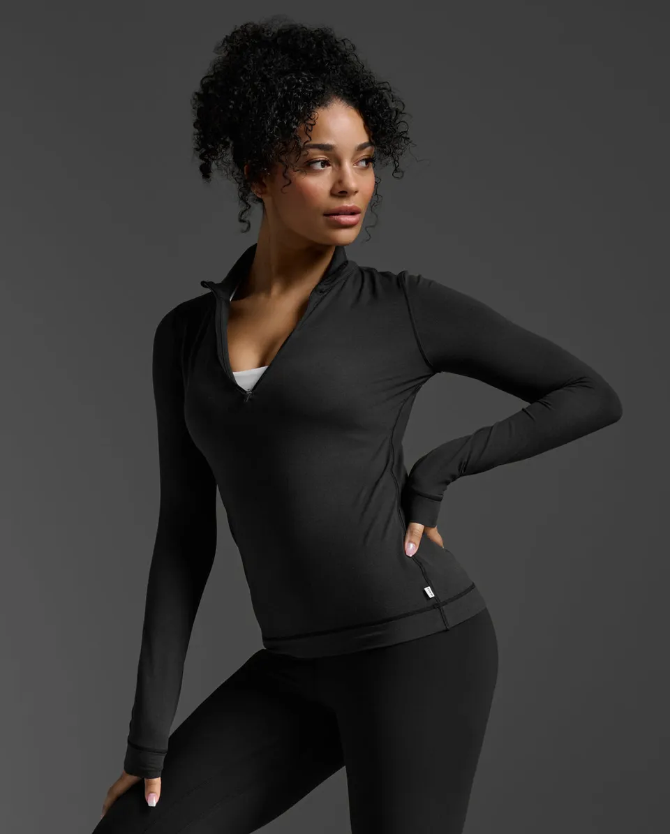 2xu-flex-1-2-zip-langarmshirt-damen-schwarz-jersey image 1