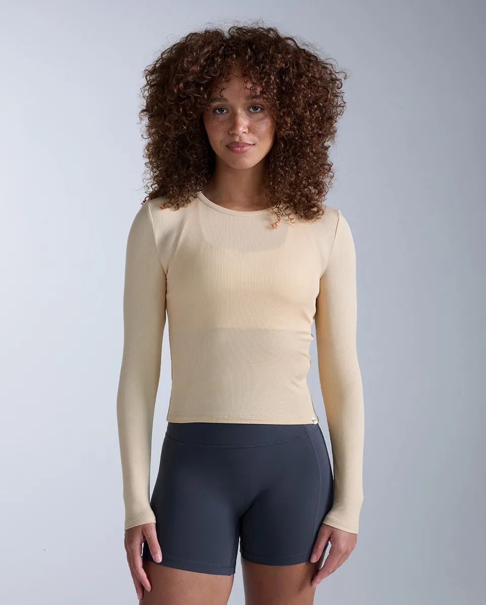 2xu-fluid-modal-ribbed-long-sleeve-damen-mojave-desert-white-modal image 1