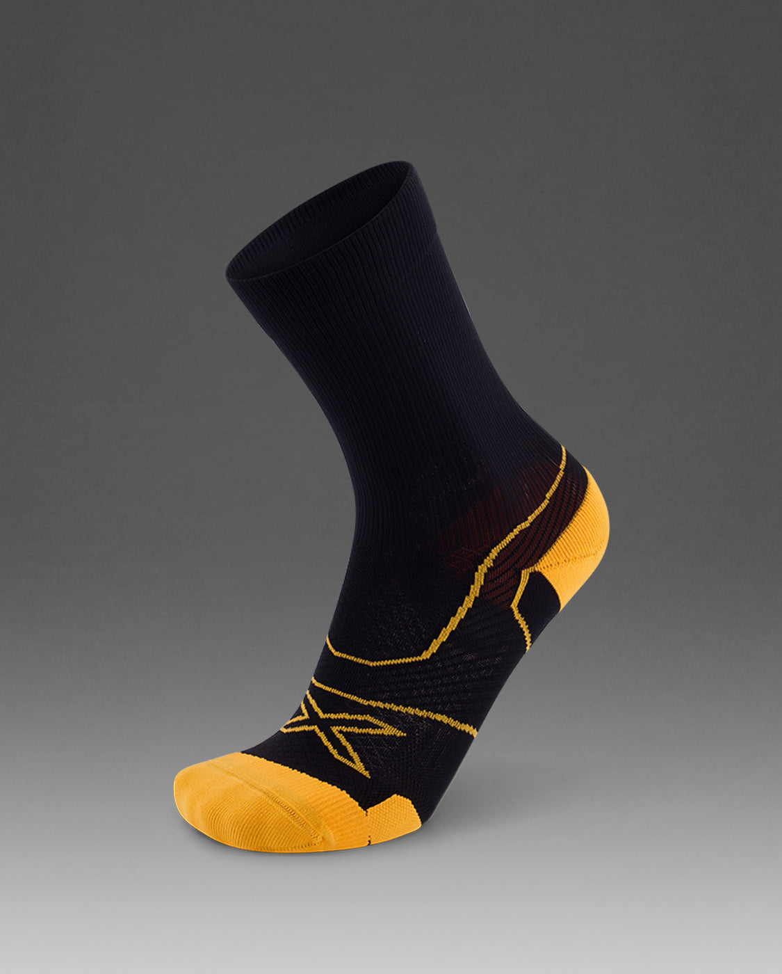 2xu-vectr-cushion-crew-laufsocken-schwarz-solar-orange image 1